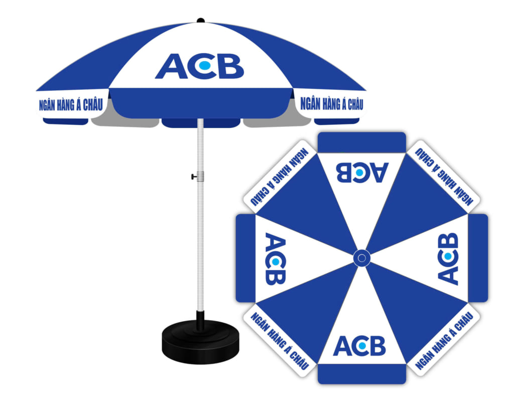 Dù quảng cáo ACB giá rẻ, in ấn và thiết kế theo yêu cầu nhãn hàng