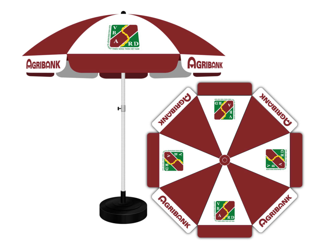 Gia công Dù quảng cáo Agribank chuyên nghiệp, in ấn sắc sảo